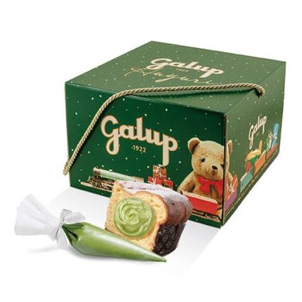 PANETTONE SENZA UVETTA E CANDITI CON PASTA D'ARANCIA E SAC A POCHE PISTACCHIO 750GR