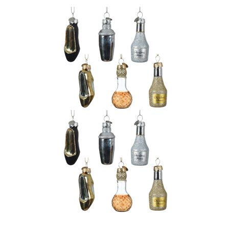 OFFERTA 12 DECORAZIONI BOTTIGLIA APPENDIBILE H.7.7CM MODELLO ASSORTITO