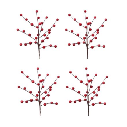 OFFERTA 4 RAMI PICK CON BACCHE ROSSE H26CM