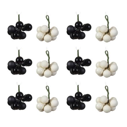 OFFERTA 12 MAZZOLINI DI SFERE D.2CM ASSORTITO BIANCO/NERO