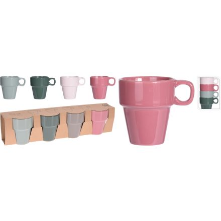 4 TASSES EN CÉRAMIQUE MULTICOLORE 180ML