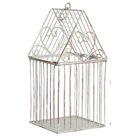 DECORAZIONE GABBIA PER UCCELLI BIANCO ANTICO 12.5X12.5XH25CM
