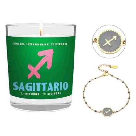 CANDELA CON SEGNO ZODIACALE SAGITTARIO INCLUSO BRACCIALE ASTRO SAGITTARIO