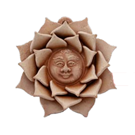 DECORAZIONE SOLE PETALI ROSA CM.10 IN TERRACOTTA