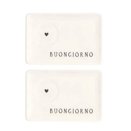 Set 2 piattini per tazzine "Buongiorno Cuore Grigio"