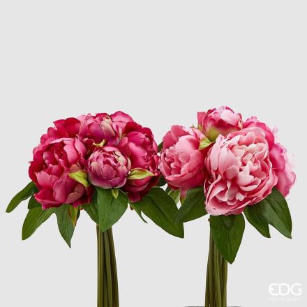 BOUQUET DI PEONIE CON BOCCIOLI 1 PEZZO OLIS FUCSIA 25CM ASSORTITO EDG