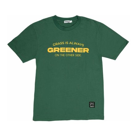 T-SHIRT OUT-FIT VERDE GRASS IS ALWAYS GREENER ON THE OTHER SIDE UNISEX TG.XS