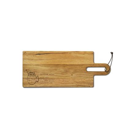 Tagliere in legno di acacia FSC, con ricetta cocktail incisa 40.8x17 cm.