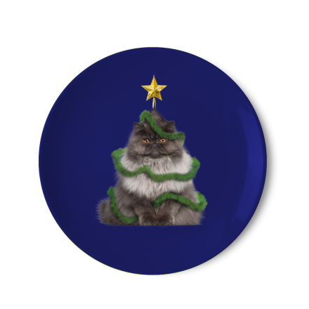 Piatto Panettone 30,5cm Gatto Natalizio in porcellana