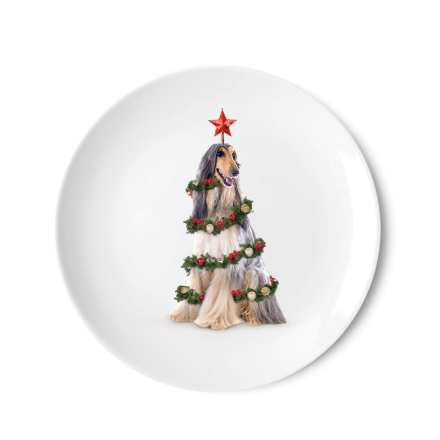 Piatto Panettone 30,5cm Levriero Natalizio in porcellana