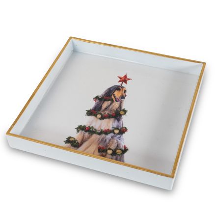 Vassoio svuota tasche 20x20cm Levriero Natalizio