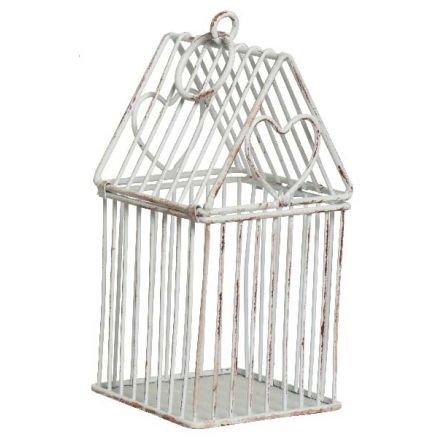 DECORAZIONE GABBIA PER UCCELLI BIANCO ANTICO 8X8XH15.5CM