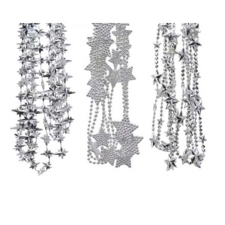 GUIRLANDE DE NOËL AVEC ÉTOILES ARGENTÉES ASSORTIES 270CM