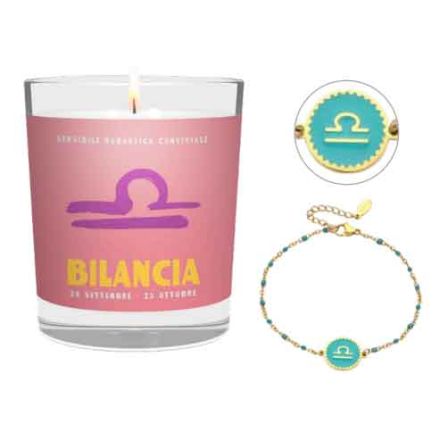 CANDELA CON SEGNO ZODIACALE BILANCIA INCLUSO BRACCIALE BILANCIA