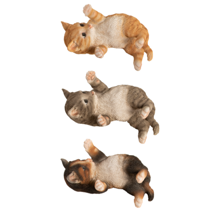 GATTINO IN RESINA CHE GIOCA DISTESO ASSORTITO