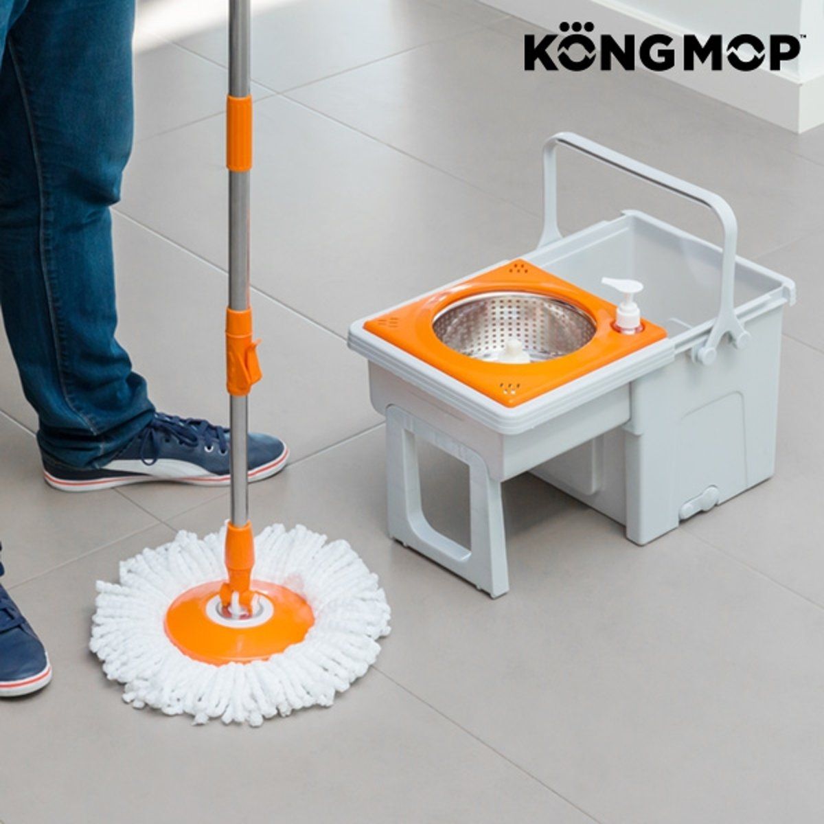 Secchio mocio lavapavimenti rotante mop microfibra pavimento + 3 ricambi  omaggio