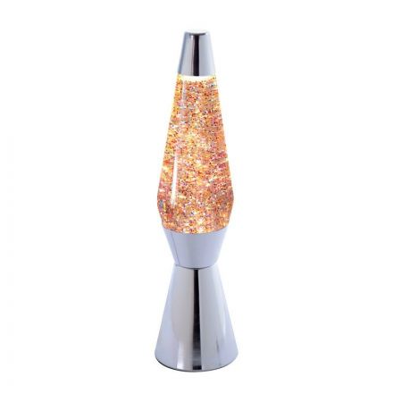 LAMPADA LAVA LAMP BULLET ROSA GLITTER LIQUIDO TRASPARENTE H40CM